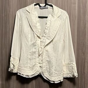 Anthea Crawford | Australia Ivory Cream Ruffle Tie String Blazer Jacket